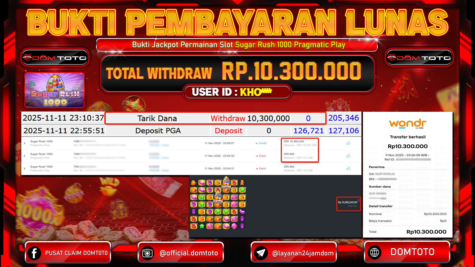 JACKPOT Slot Sugar Rush 1000 Pragmatic Play 11 NOVEMBER 2025